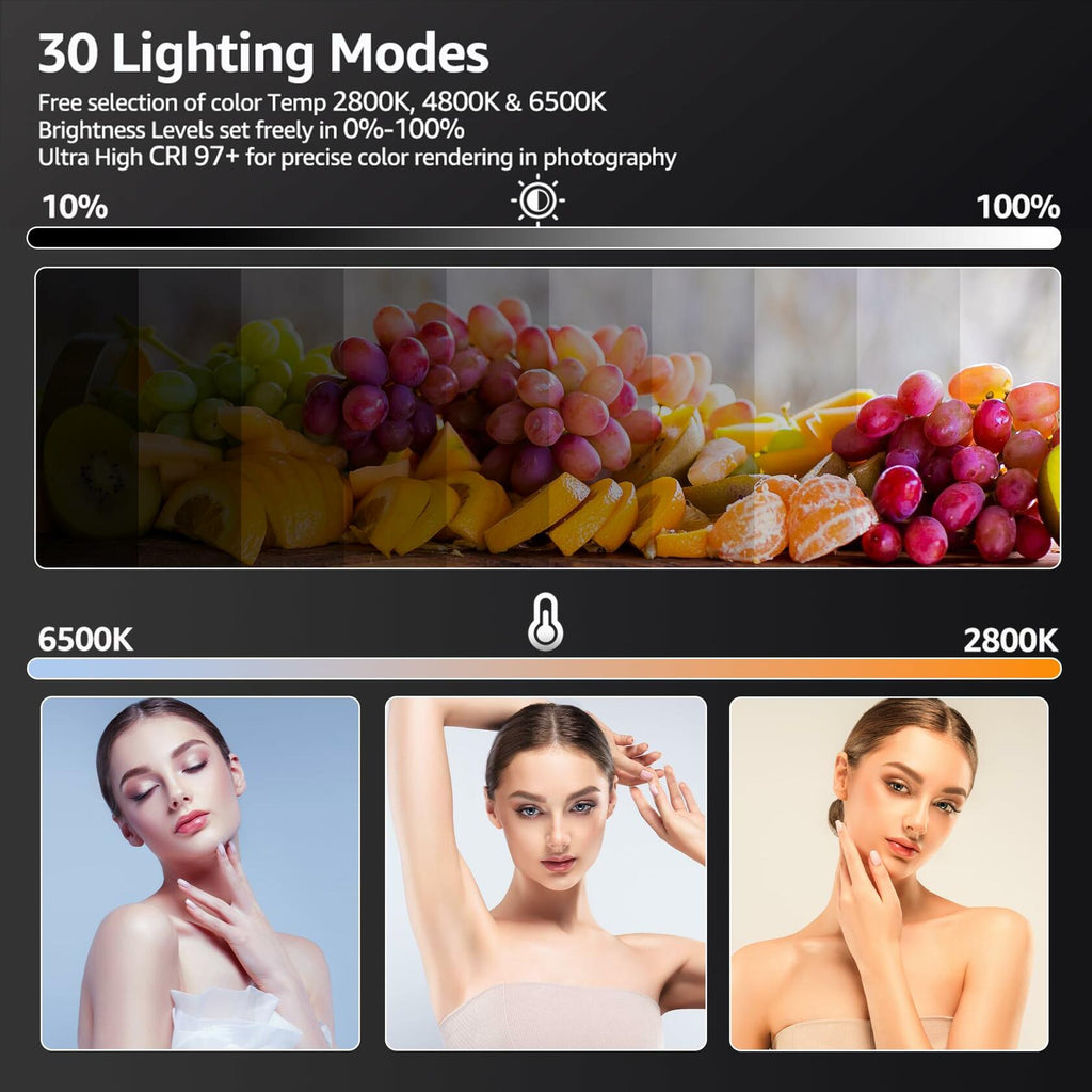 NiceVeedi 1-Pack Photography Lighting Kit, 2800-6500K Bi-Color LED Video Light