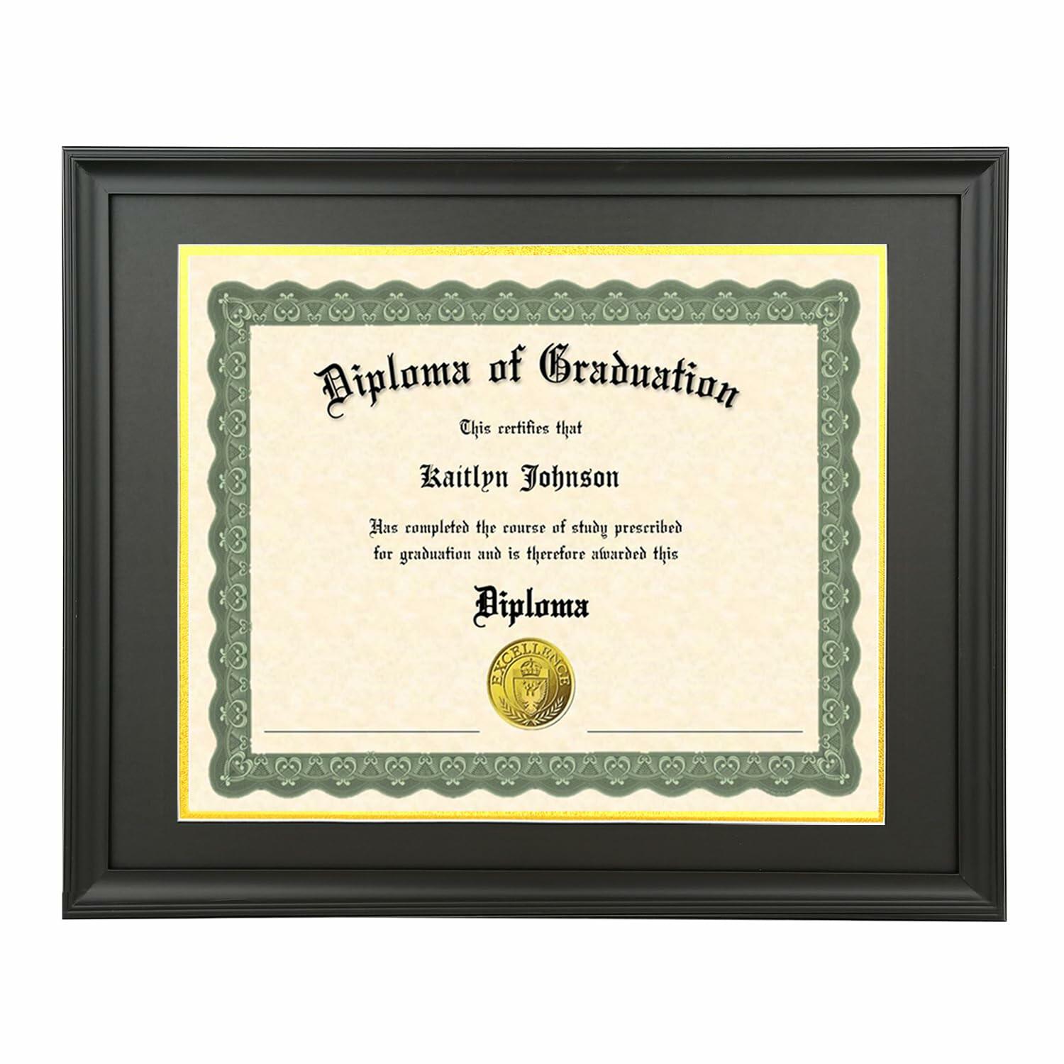 LTYHHK 11x14 Diploma Frame Solid Wood Black, Displays 11x14 Diplomas with Black