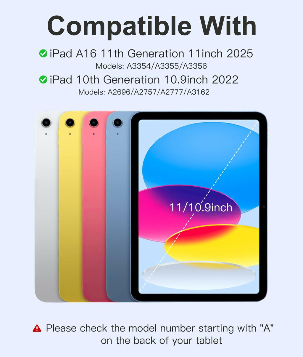 Hamile for iPad 11th 10th Generation Case with Keyboard - 7 Colors Backlit
