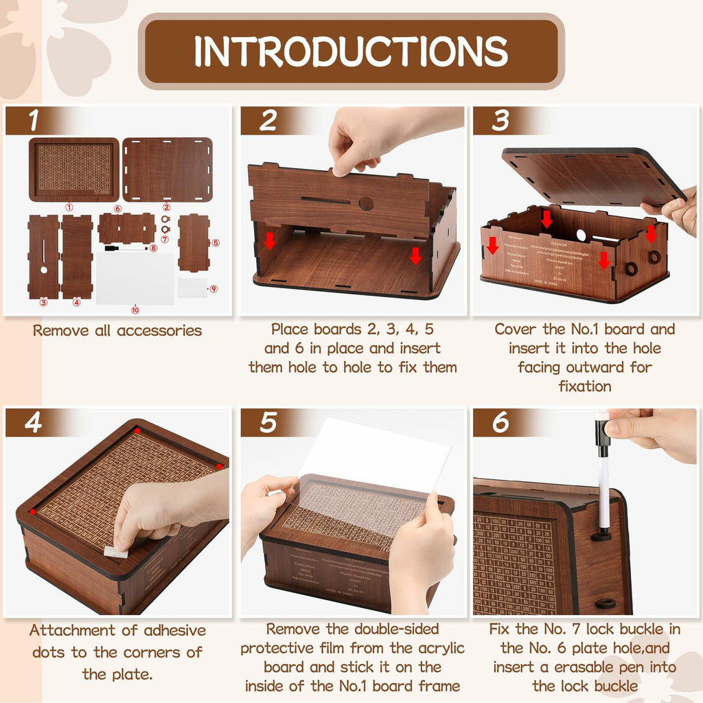 Wooden Money Saving Box for Kids & Adults - Reusable $10,000 Savings Challenge
