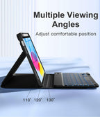 Hamile for iPad 11th 10th Generation Case with Keyboard - 7 Colors Backlit