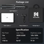 NiceVeedi 1-Pack Photography Lighting Kit, 2800-6500K Bi-Color LED Video Light