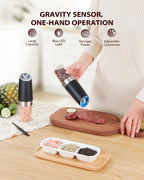 Sangcon Gravity Electric Salt and Pepper Grinder Set Automatic Shakers Mill