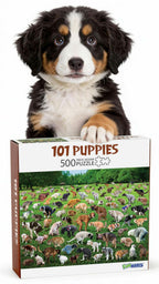 OPEN BOX - Funwares Original 101 Puppies Puzzle – 500-Piece Hilarious Dog Jigsaw