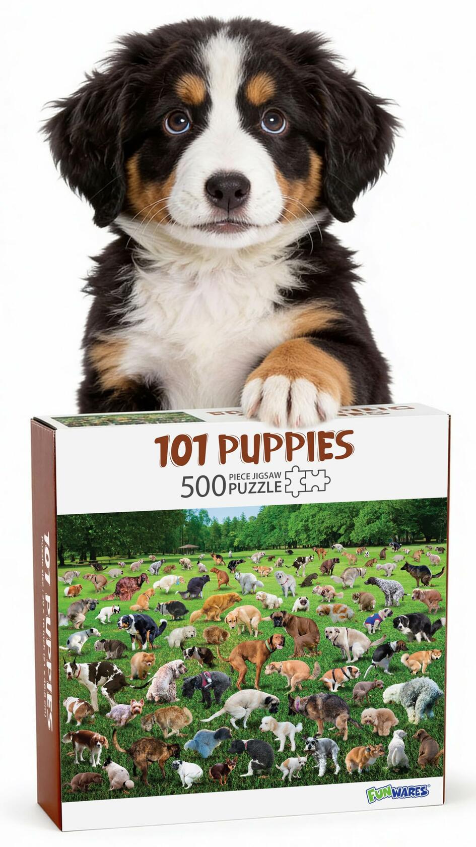 OPEN BOX - Funwares Original 101 Puppies Puzzle – 500-Piece Hilarious Dog Jigsaw