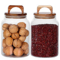 SAIOOL Canister Set of 2, Glass Kitchen Canisters with Airtight Acacia Lid, Tall
