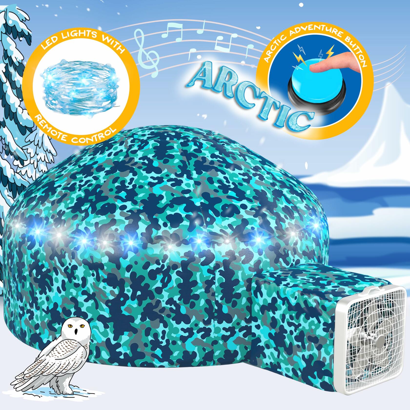 OPEN BOX - W&O Arctic Camo Aerodome with LED Lights & Sound – Inflates in
