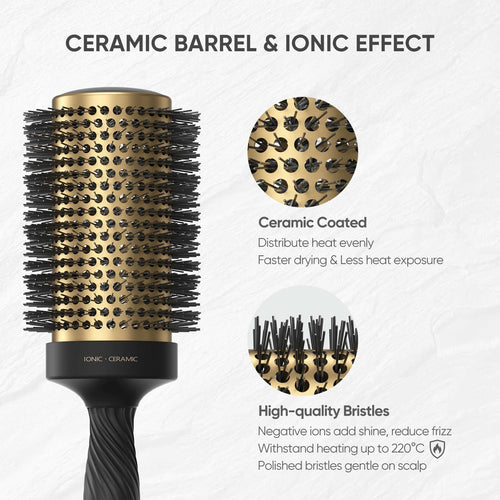 OPEN BOX - Ellen Evyse 2 in 1 Ceramic Round Brush for Blow Drying,Ceramic Barrel