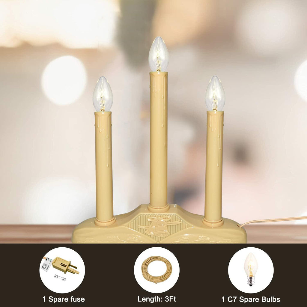 10 Count Pallerina 3 Light Christmas Window Candles, Electric Window Candles