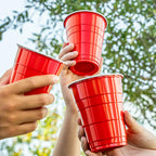 6 Pack Large Amazon Basics Disposable Plastic Party Cups, Red, 18oz, 120 Count
