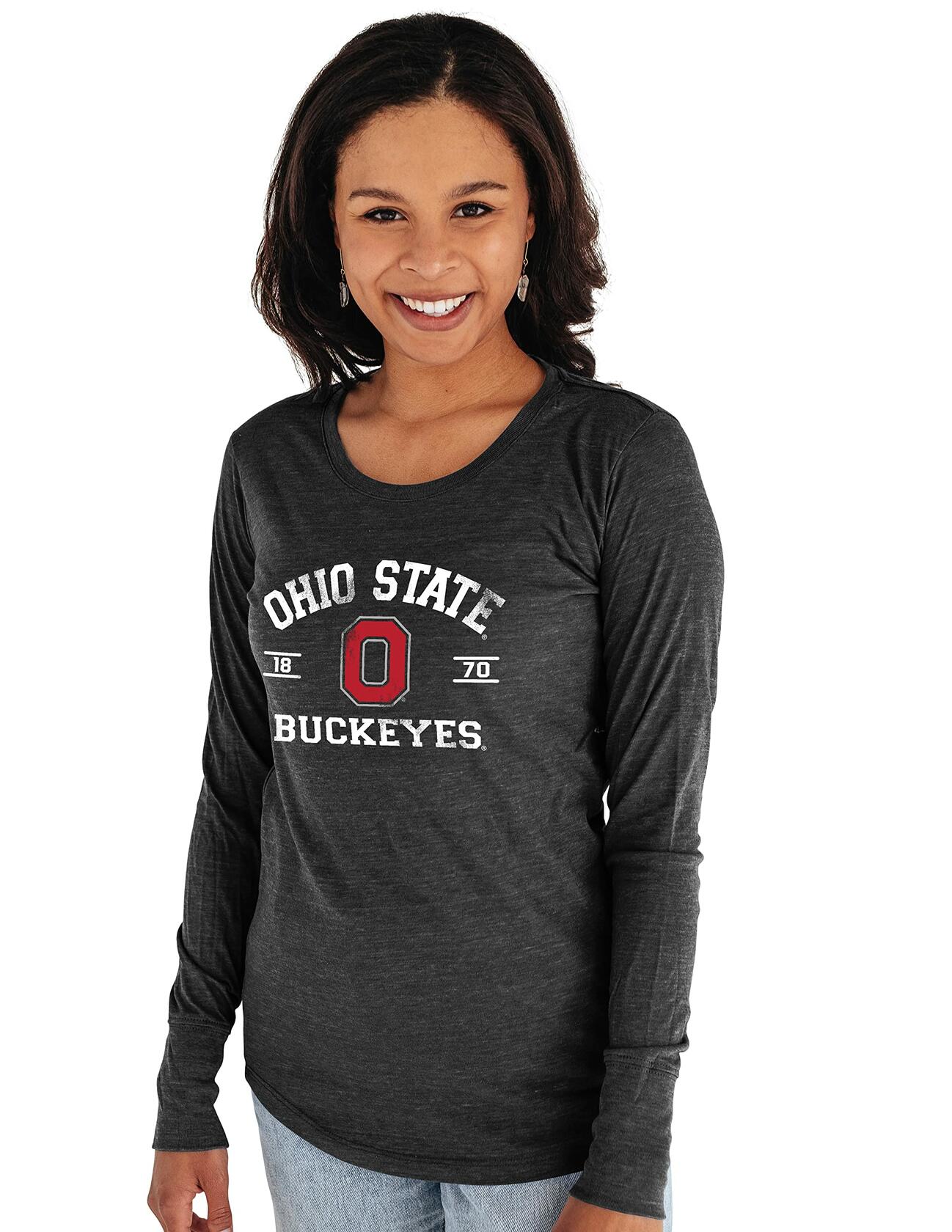 X-Large Blue 84 Women's Ohio State Buckeyes Long Sleeve T Shirt Tri-Blend