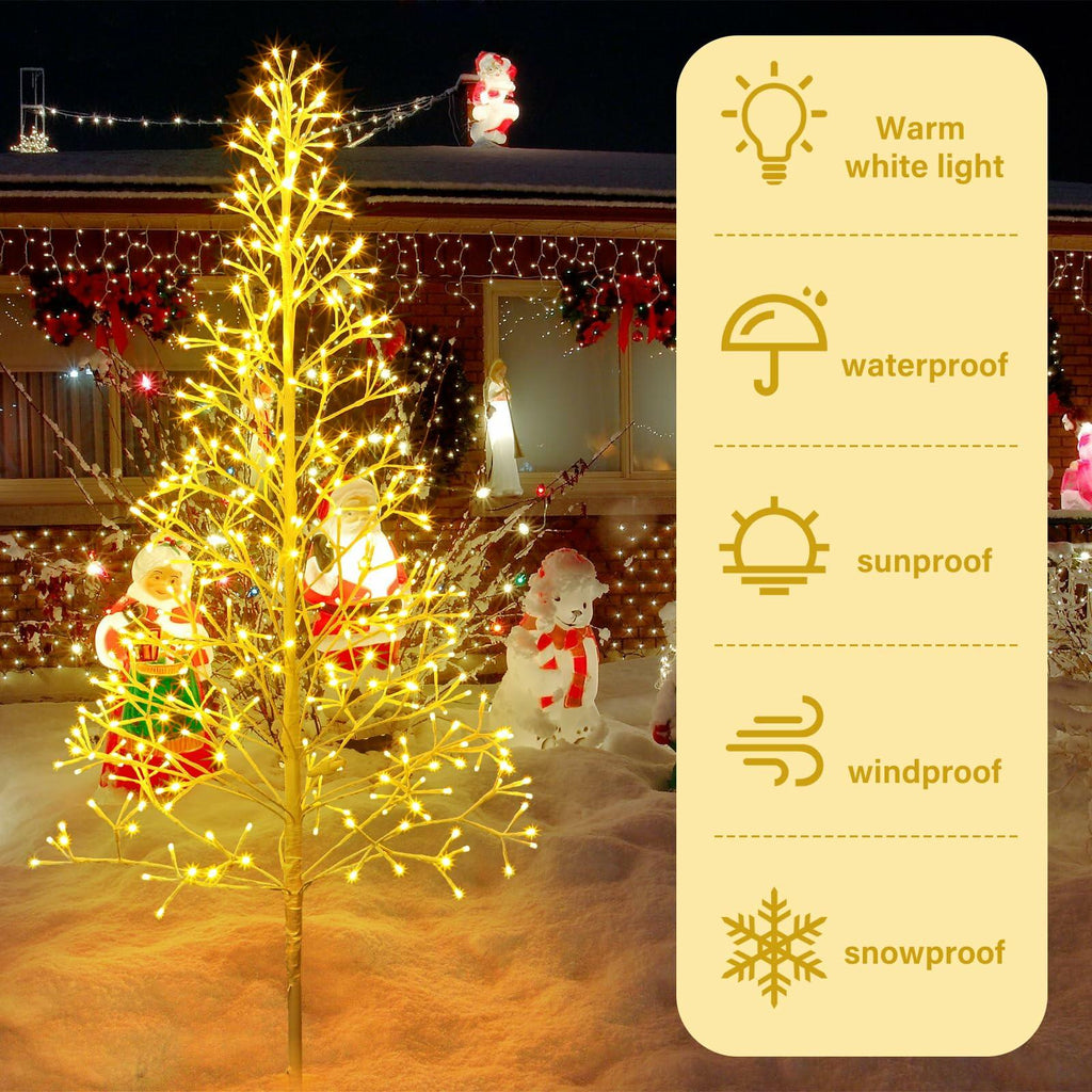 VIHOSE 5 Ft 384 LED Christmas Lighted Birch Trees Christmas Artificial Twig