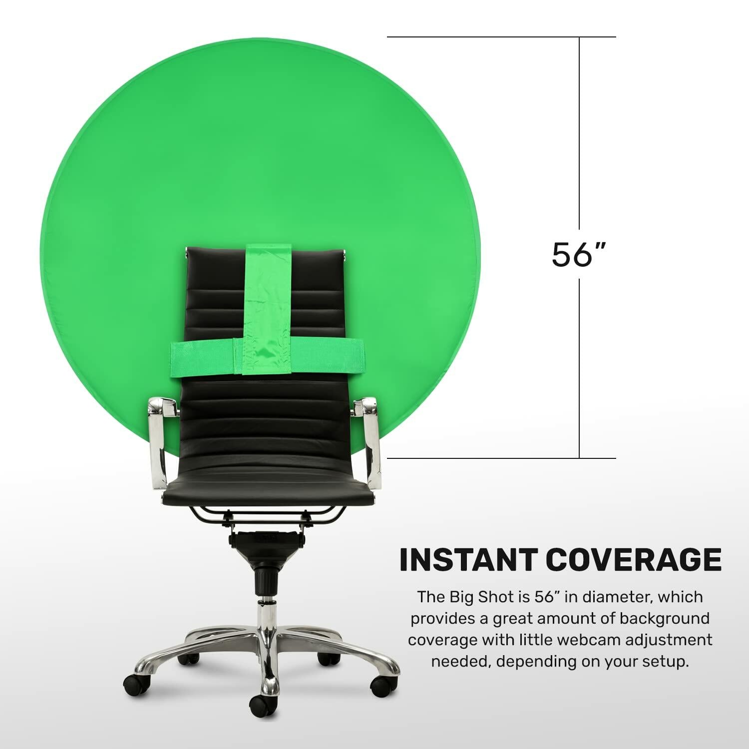 Webaround Big Shot 56" | Green | Portable Collapsible Webcam Backdrop | Attaches