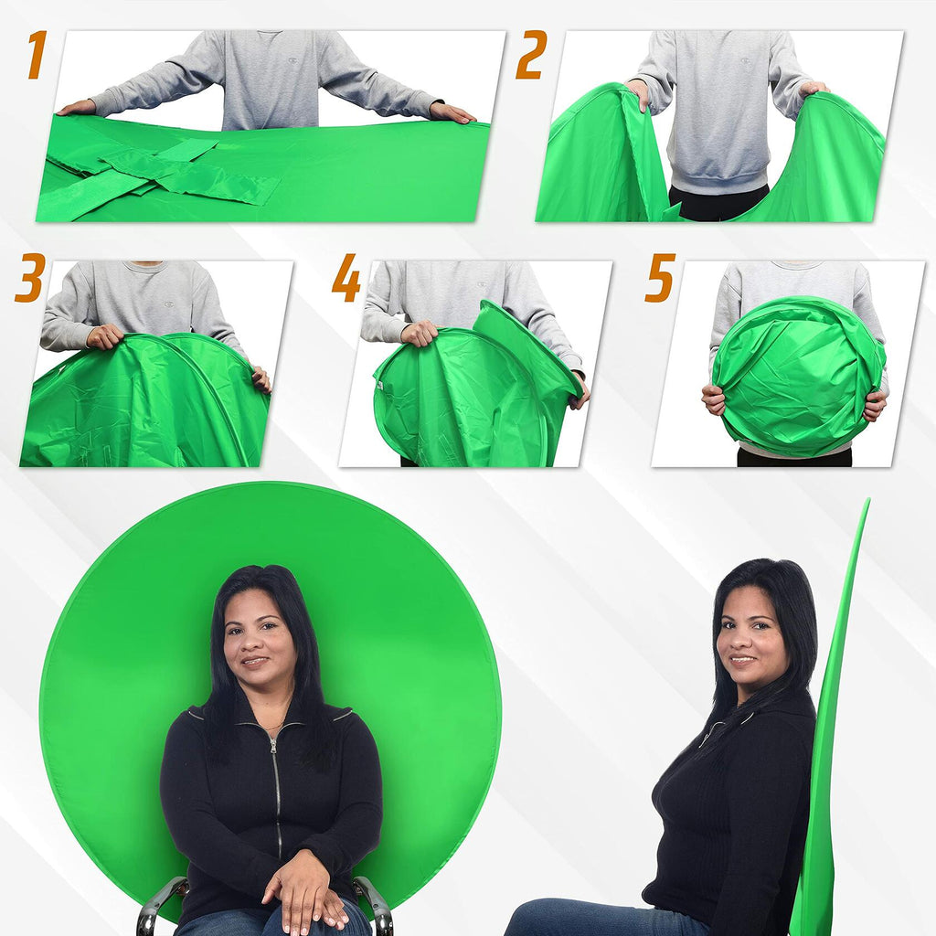 Webaround Big Shot 56" | Green | Portable Collapsible Webcam Backdrop | Attaches