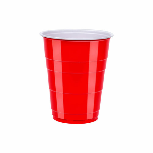 6 Pack Large Amazon Basics Disposable Plastic Party Cups, Red, 18oz, 120 Count