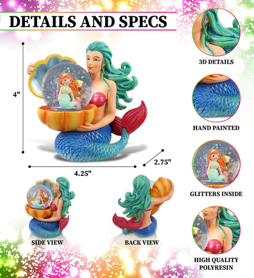 CoTa Global Mermaid Snow Globe - Magical Rainbow Water Globe Figurine with