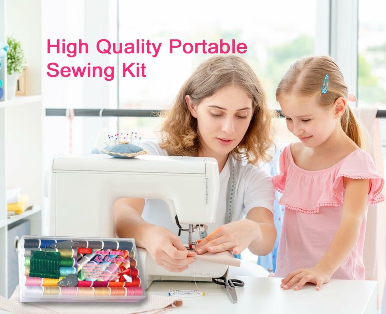 All Purpose Sewing Thread Set - 42 Assorted Rainbow Color Series and White Black