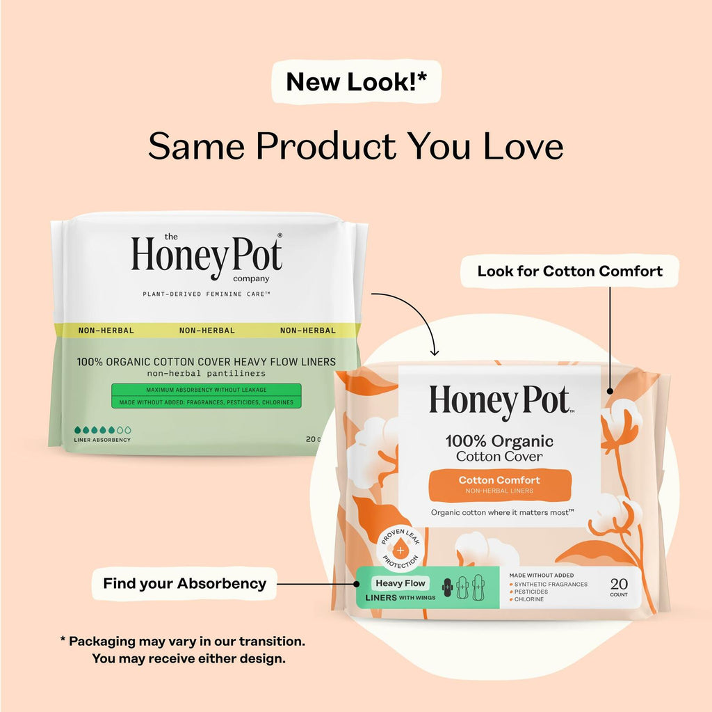 19 Count The Honey Pot Company - Non-Herbal Heavy Panty Liners for Women w/Wings