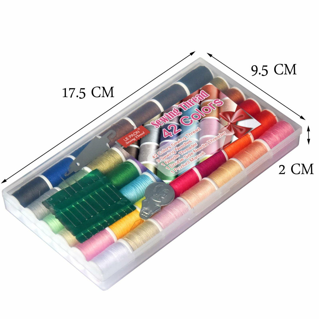 All Purpose Sewing Thread Set - 42 Assorted Rainbow Color Series and White Black