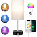 Bedroom Lamp with Smart RGB LED Bulb, Multicolor Changing Table Lamp for Bedroom