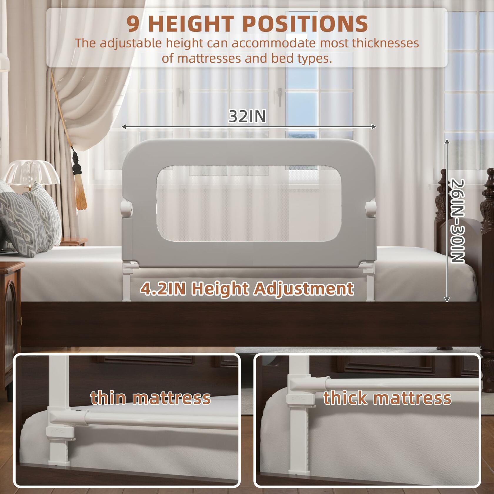 FigTime Bed Rail for Toddlers, Baby Bed Rail Guard for Kids, Toddler Bed Rails