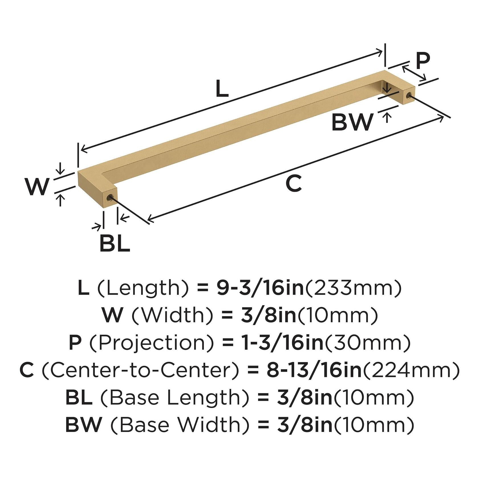 Amerock | Cabinet Pull | Champagne Bronze | 8-13/16 inch (224 mm)