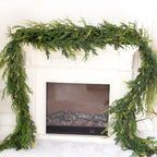 9ft Handmade Christmas Garland,Artificial Cypress Cedar Pine Needles Greenery