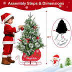 3FT Small Christmas Tree, Artificial Christmas Tree with 78 LED Lights &