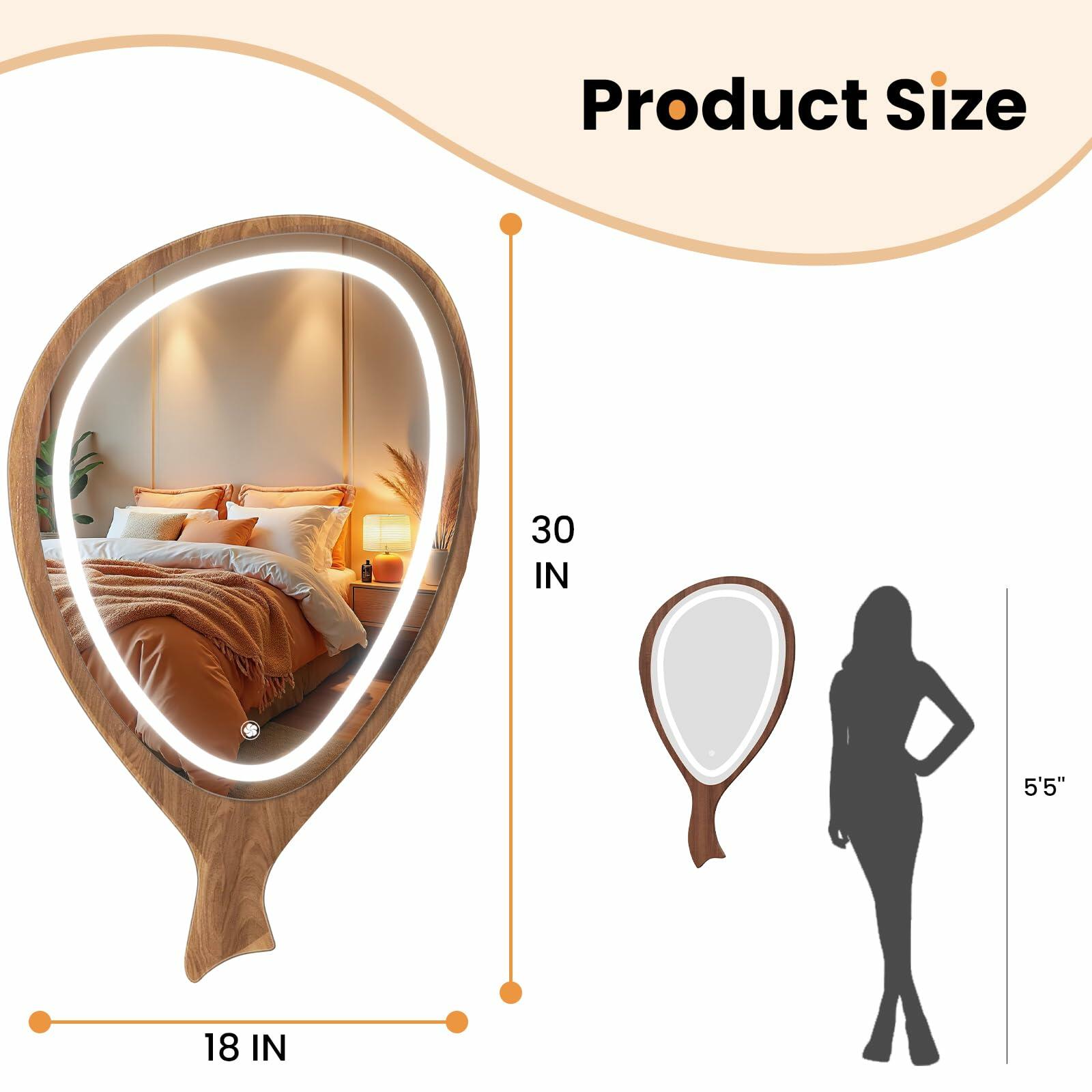DEXHOM LED Wall Mirror Irregular Asymmetrical Wall Mirror for Living Room