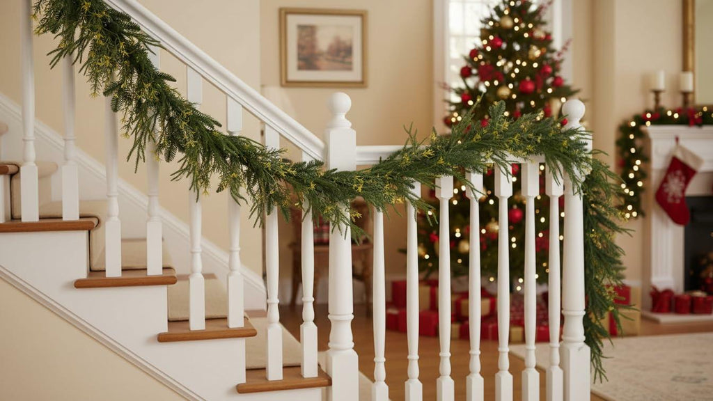 9ft Handmade Christmas Garland,Artificial Cypress Cedar Pine Needles Greenery