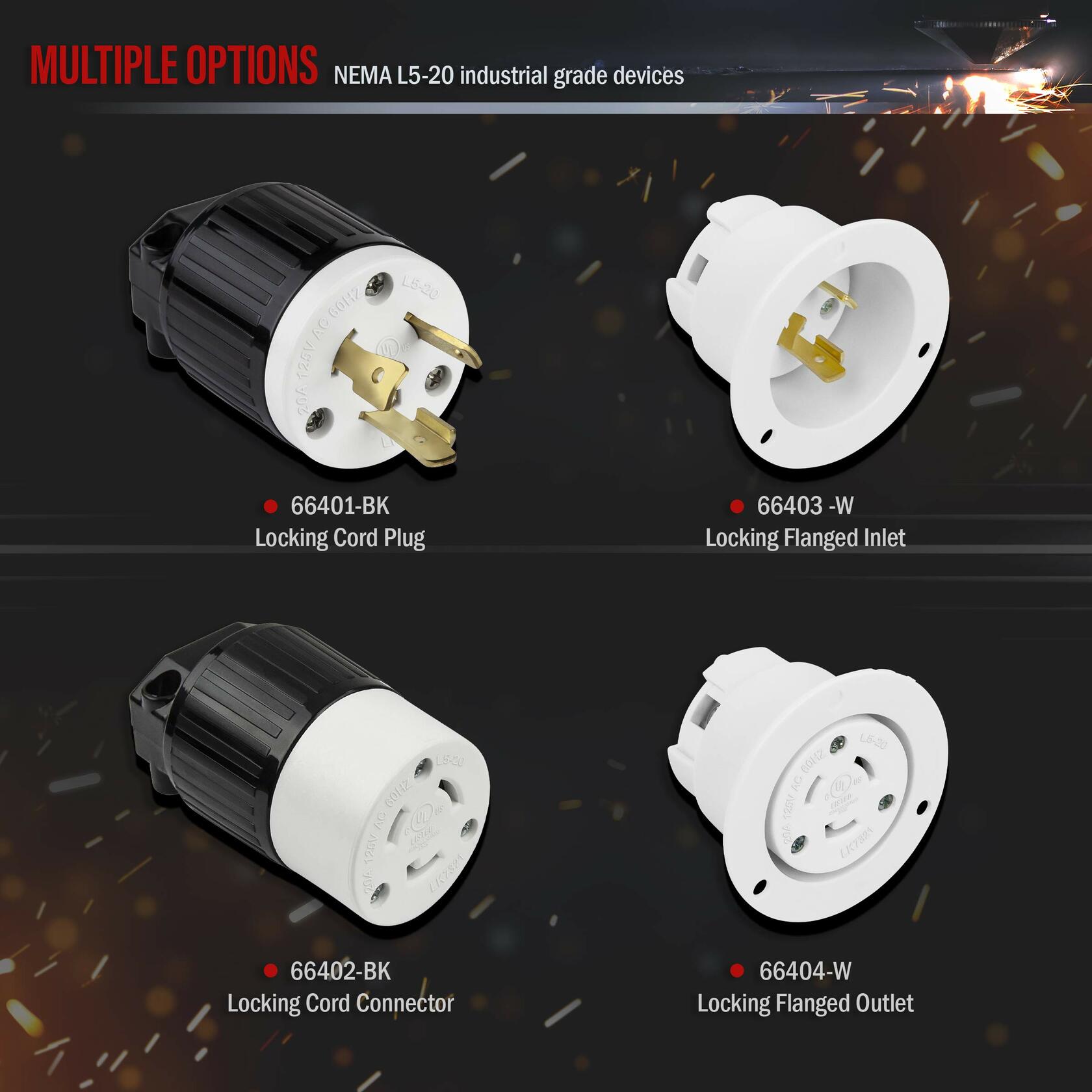 ENERLITES NEMA L5-20P Locking Plug Connector for Generator, Twist Lock Male
