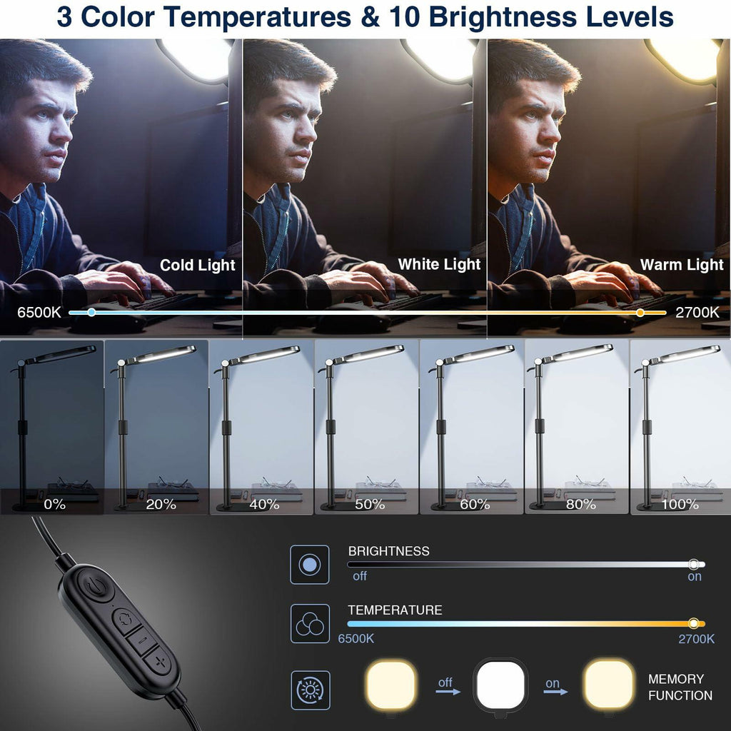 Zoom Lighting for Computer, Adjustable Desk Lighting for Video Calls, 30 Light