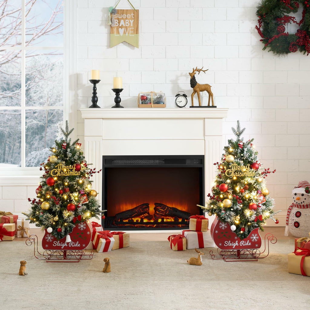 3FT Small Christmas Tree, Artificial Christmas Tree with 78 LED Lights &