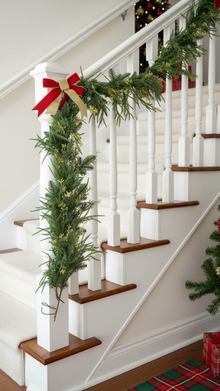 9ft Handmade Christmas Garland,Artificial Cypress Cedar Pine Needles Greenery