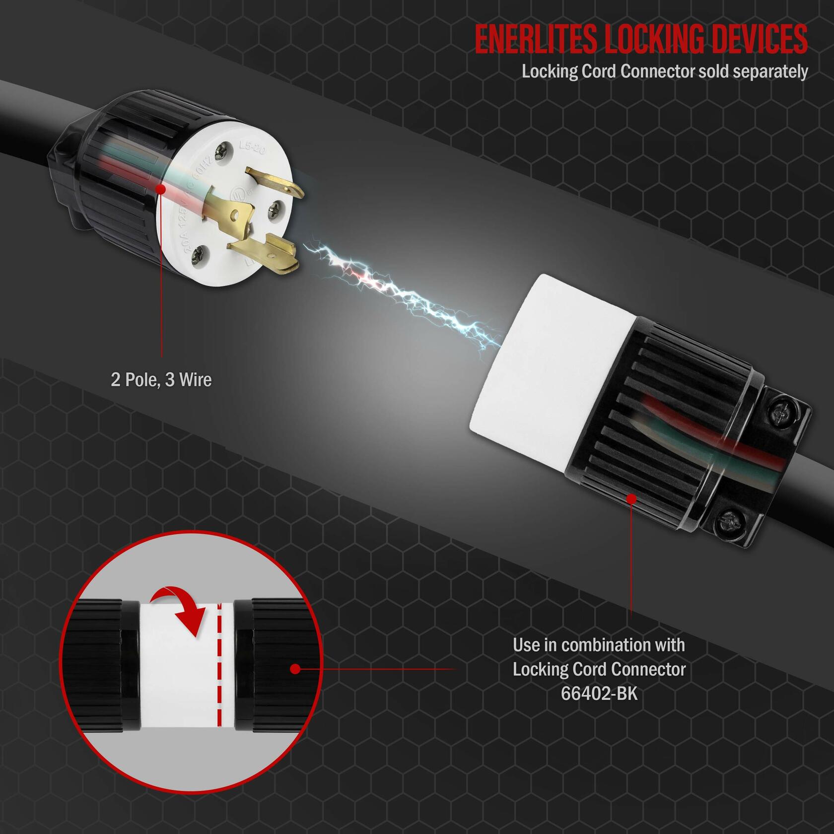 ENERLITES NEMA L5-20P Locking Plug Connector for Generator, Twist Lock Male