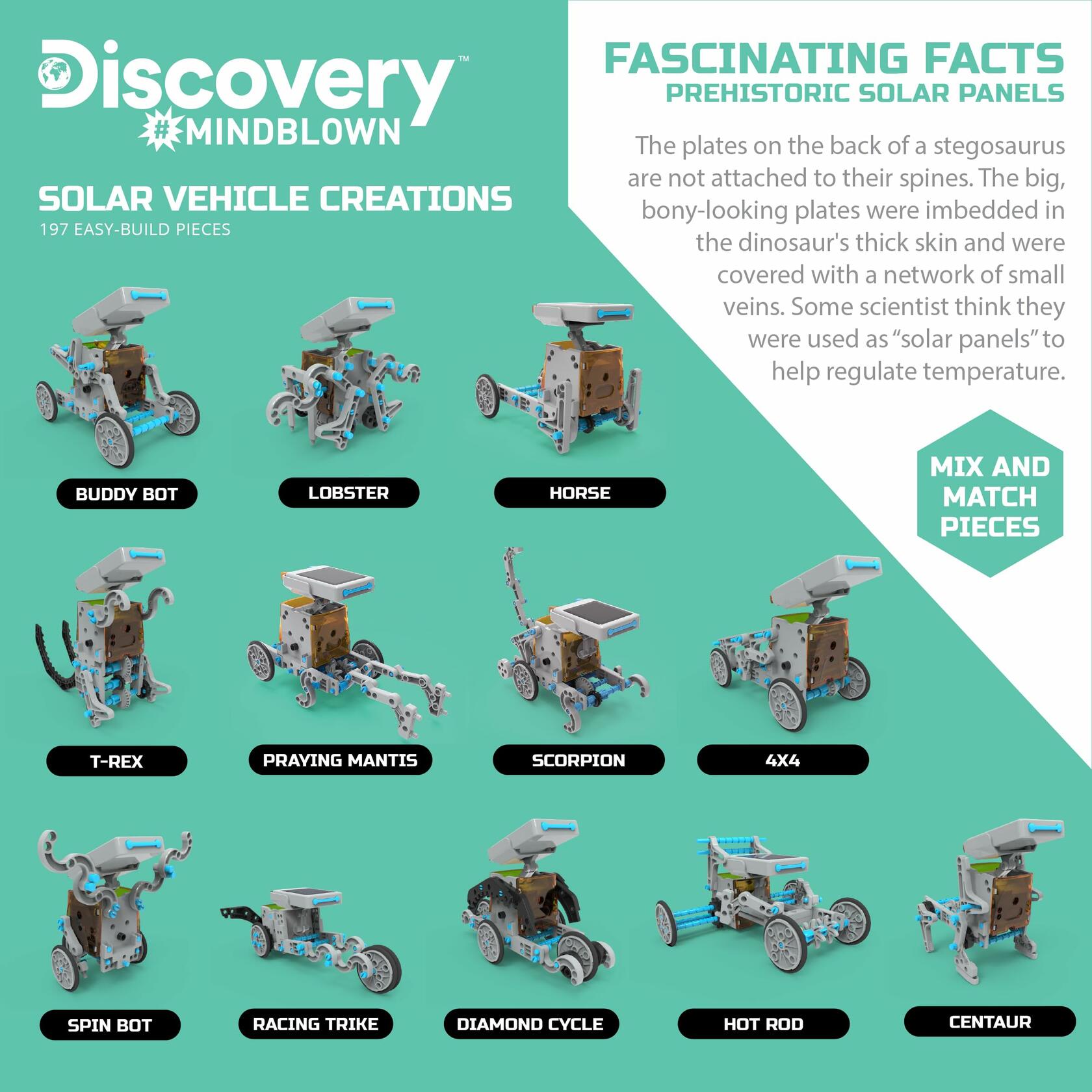 Discovery #Mindblown STEM 12-in-1 Solar Robot Creation 197-Piece Kit with