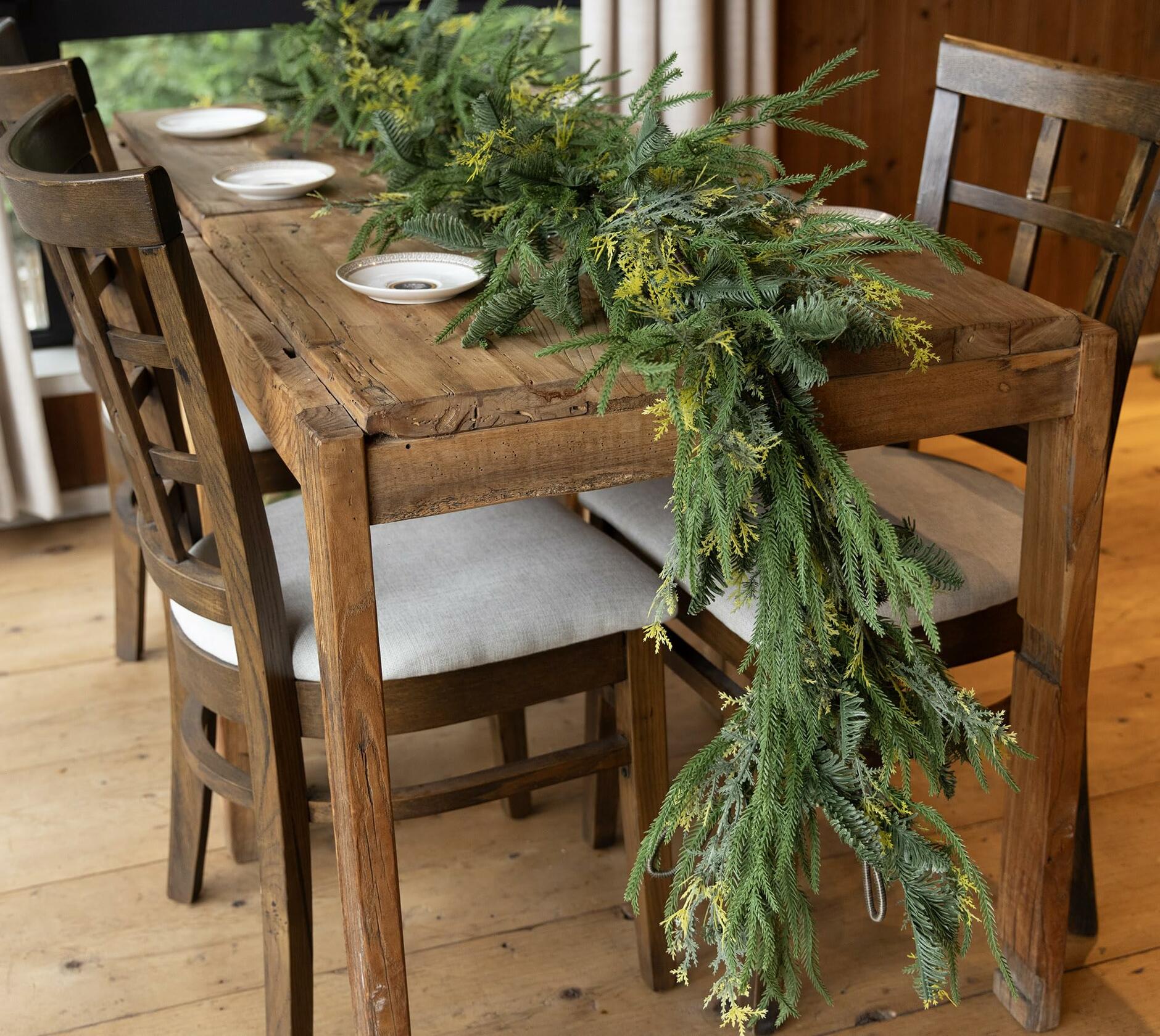 9ft Handmade Christmas Garland,Artificial Cypress Cedar Pine Needles Greenery