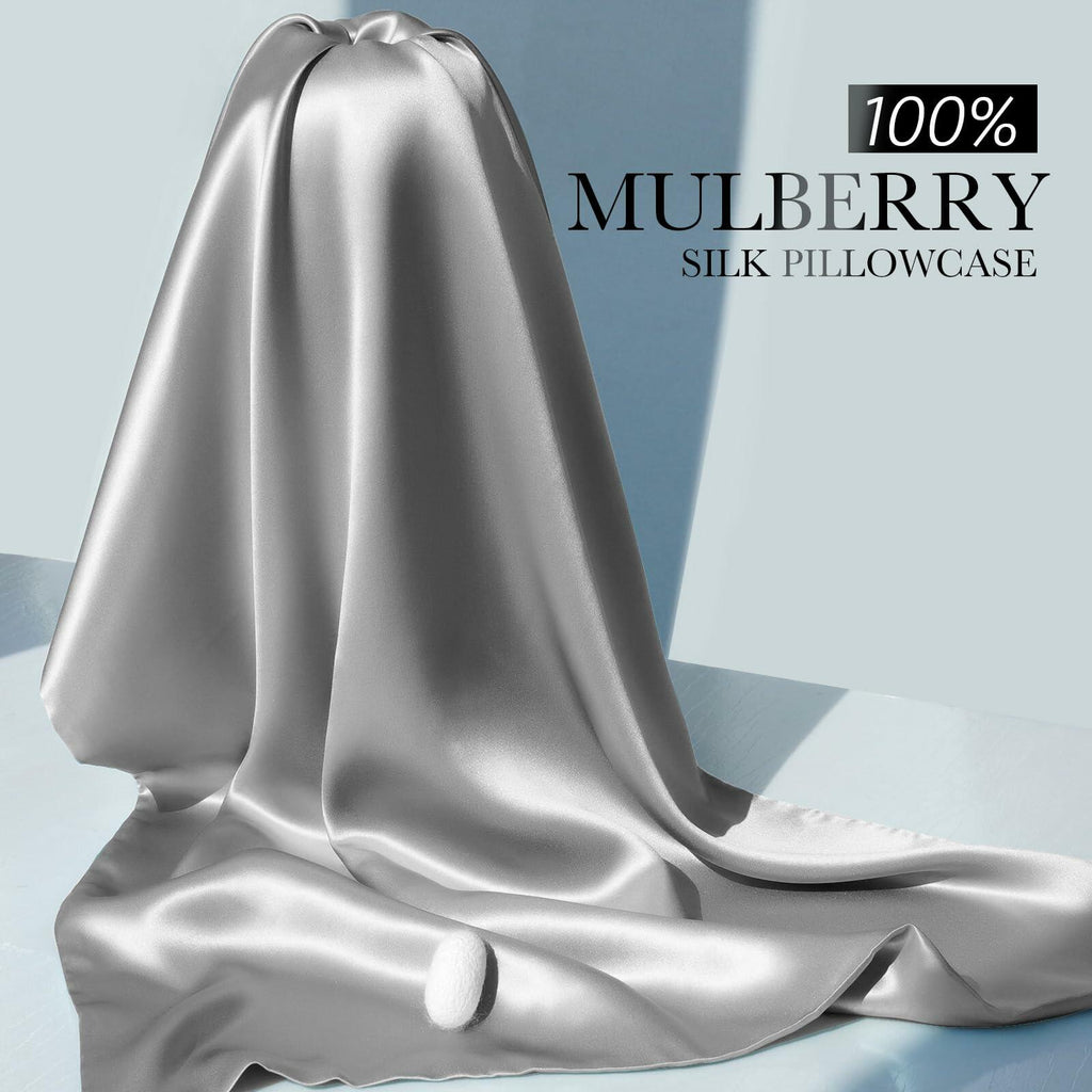 2 Pack 100% Mulberry Silk Pillowcase for Hair and Skin, 22 Momme Pure Natural