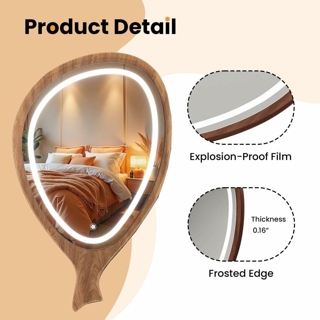 DEXHOM LED Wall Mirror Irregular Asymmetrical Wall Mirror for Living Room