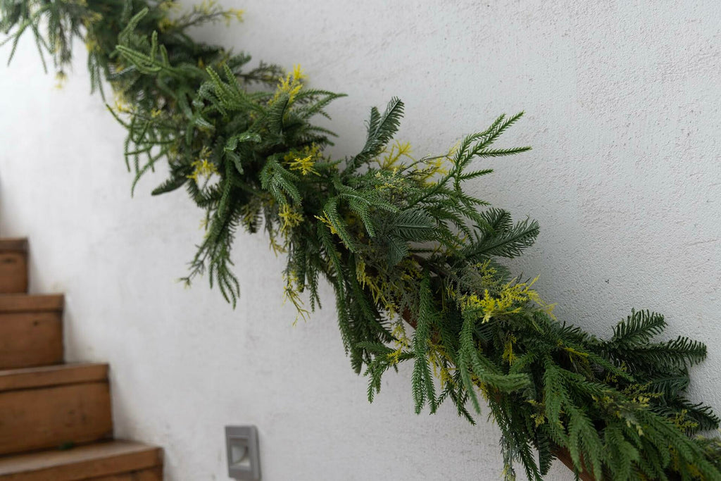 9ft Handmade Christmas Garland,Artificial Cypress Cedar Pine Needles Greenery