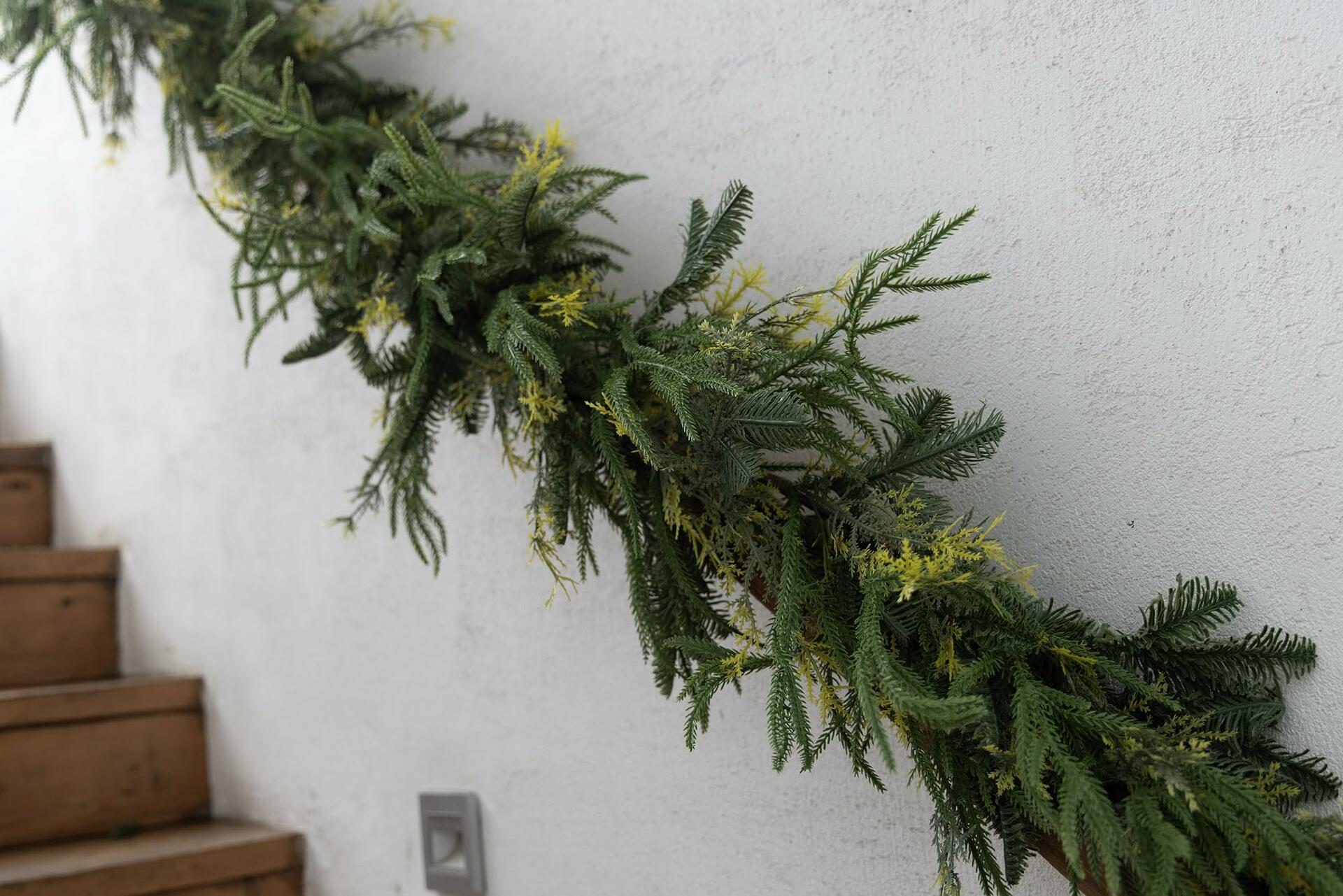 9ft Handmade Christmas Garland,Artificial Cypress Cedar Pine Needles Greenery