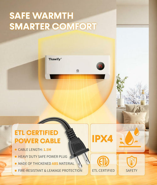 Thawify Electric Space Heater, 1500W Small Space Heater for Indoor Use, LCD