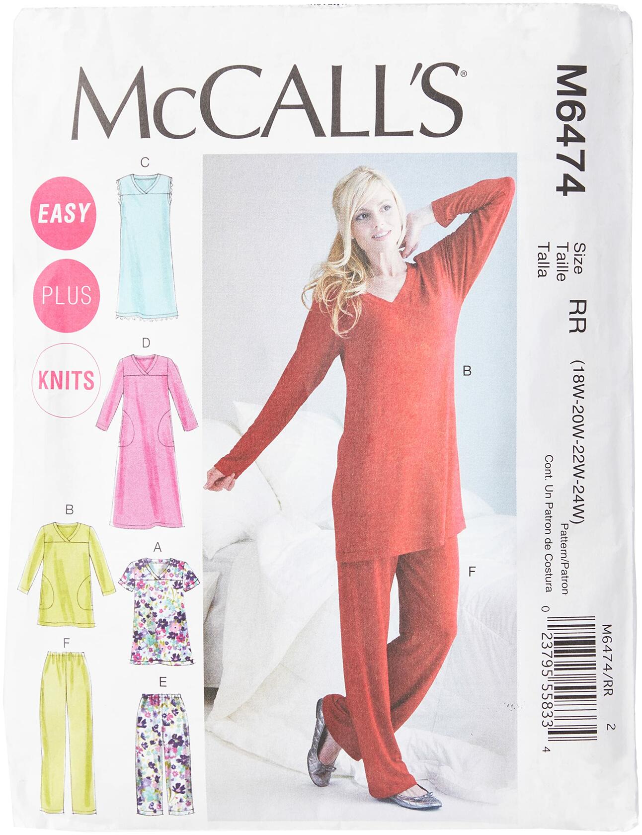 McCall's Patterns M6474 Misses'/Women's Top, Tunic, Gowns and Pants, Size RR