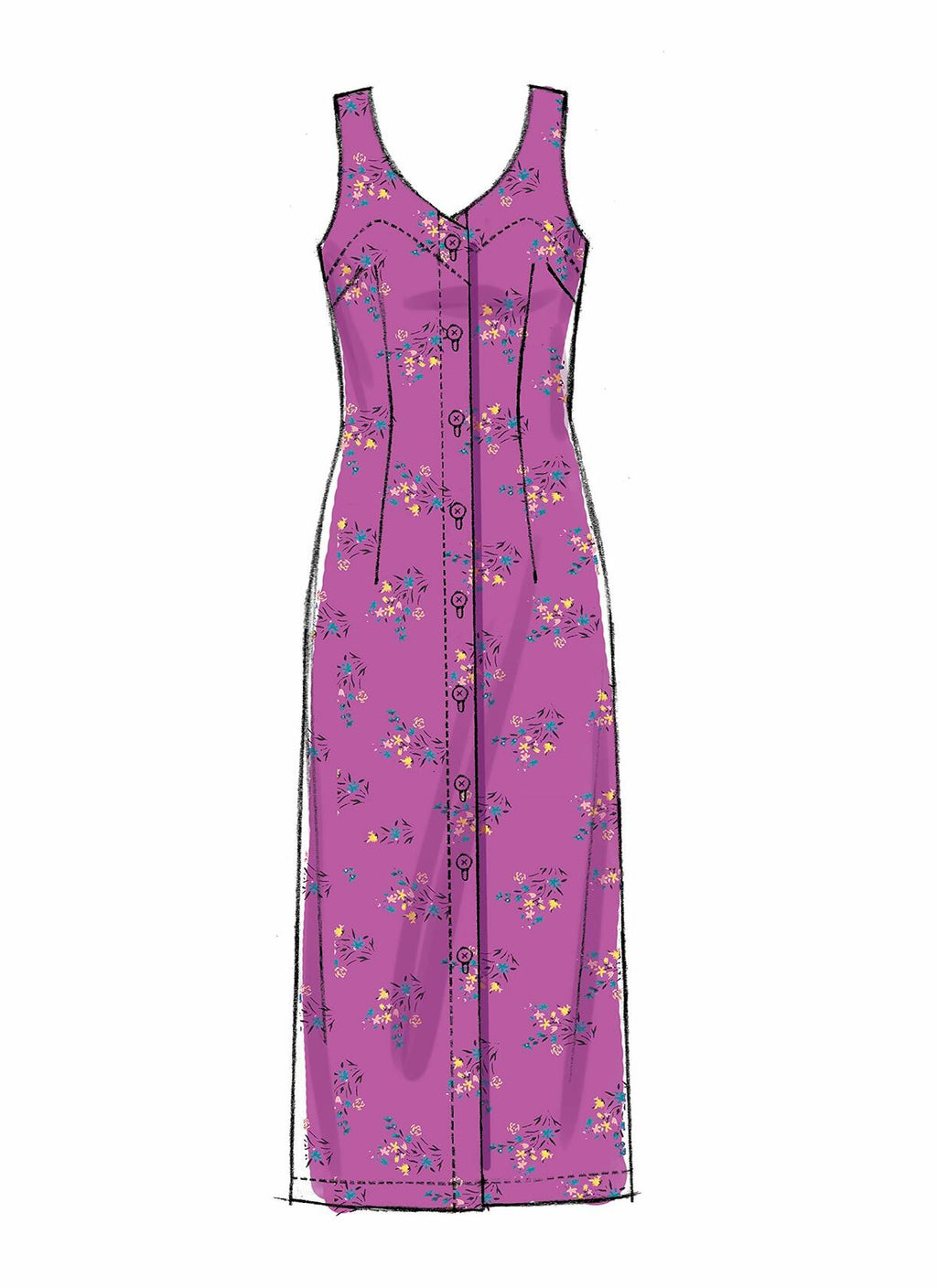 McCall's Patterns McCall's Learn Women's Sleeveless Button Up Dress, Plus Sizes
