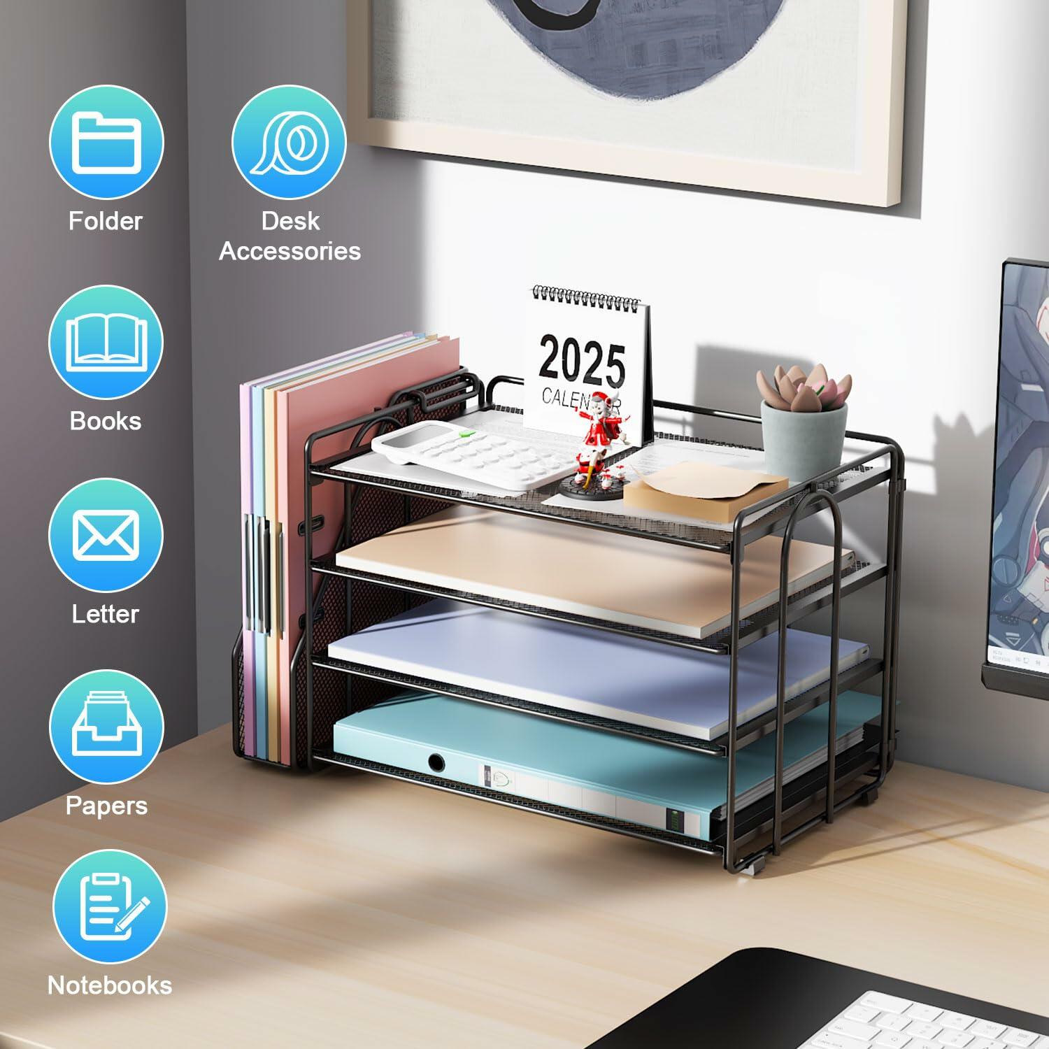 gianotter 4-Tier Paper Organizer With Magazine Holder, Desk Organizers and
