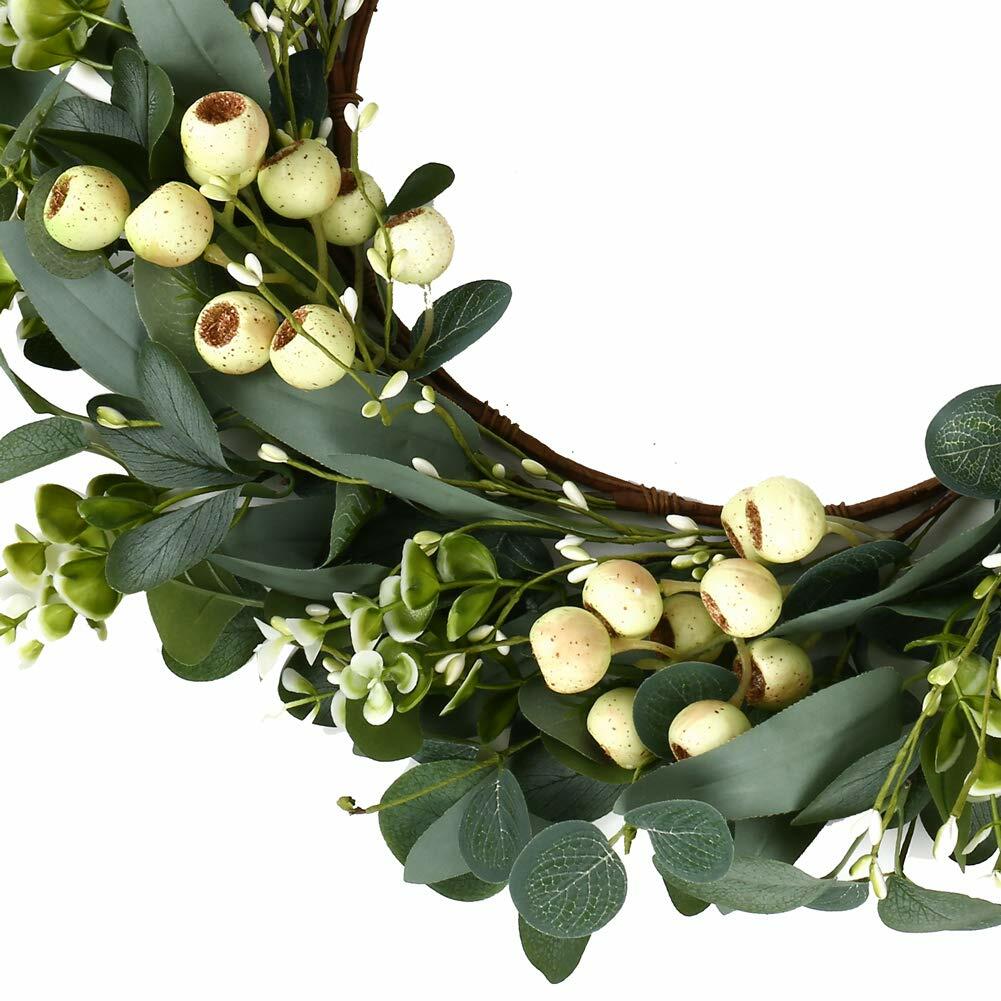 JINGHONG Eucalyptus Wreaths for Front Door 20 Inch Green Home Decor for Wall