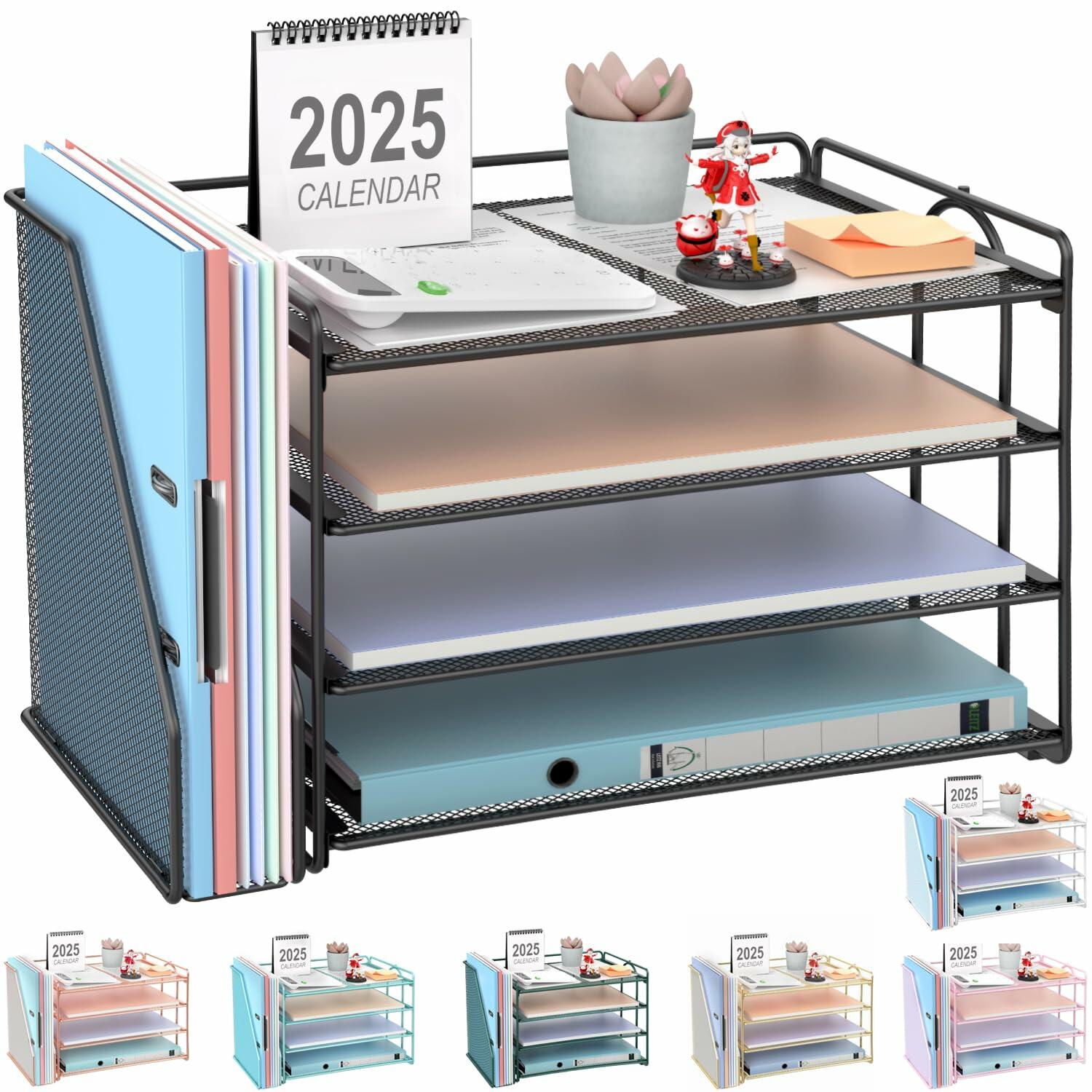 gianotter 4-Tier Paper Organizer With Magazine Holder, Desk Organizers and