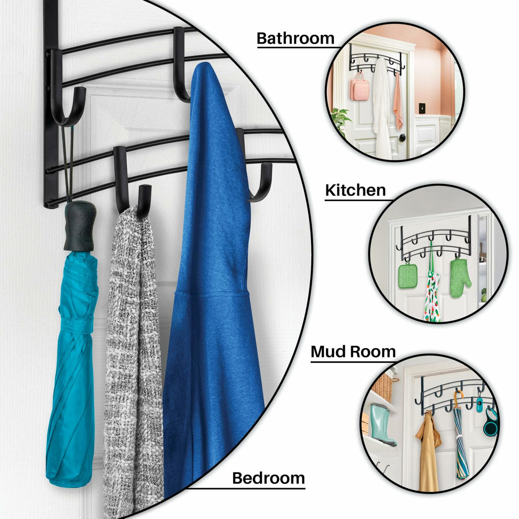 LYNK Professional® Home™ Over The Door Hooks - 9 Hook Over The Door Hanger -