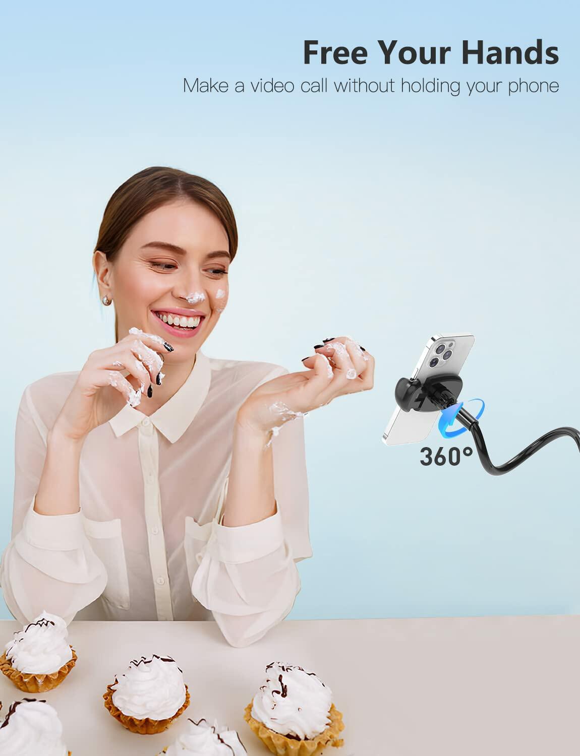 Tryone Gooseneck Phone Holder Stand for Bed Flexible Arm Adjustable Cell Phones