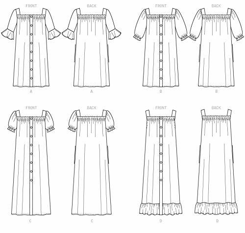 McCall's M7947Y Women's Square Neckline Dress Sewing Patterns, Sizes XS-M